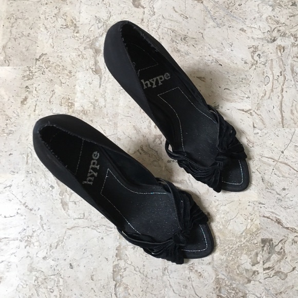 Elegant Evening Black Dress Pump Open Toe High Heel by Hype Size 6.5 - Picture 11 of 13